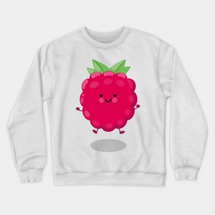 Cute happy jumping red raspberry cartoon illustration Crewneck Sweatshirt